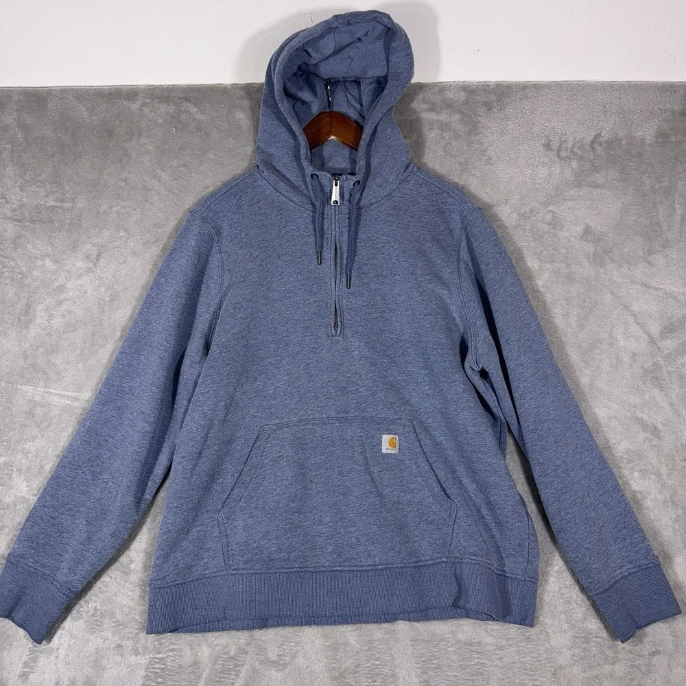 CARHARTT Men's 1/4 Zip Pullover Sweater 2XL Blue Hoodie
